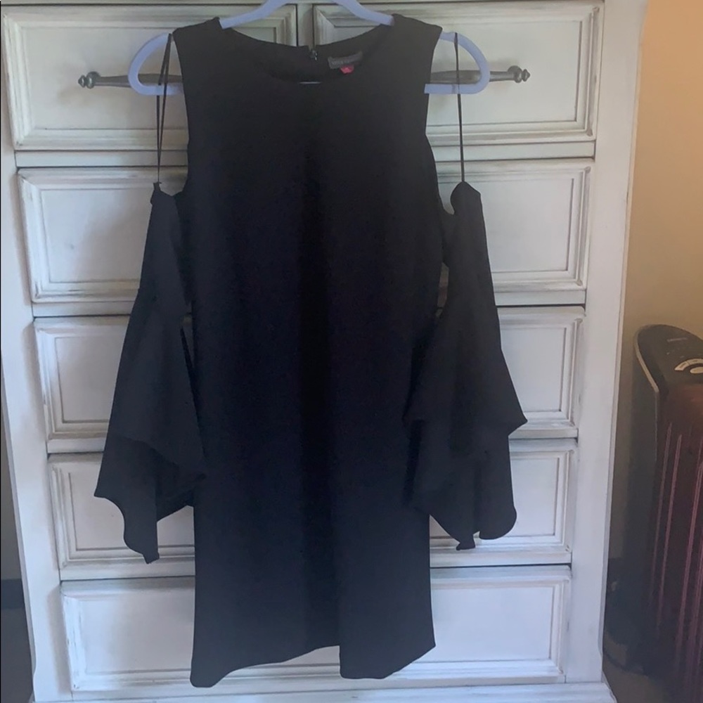 Black cold shoulder dress